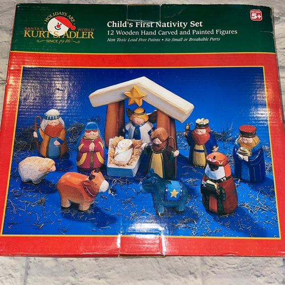 Kurt adler children’s nativity set wooden hand carved set - Picture 2 of 4